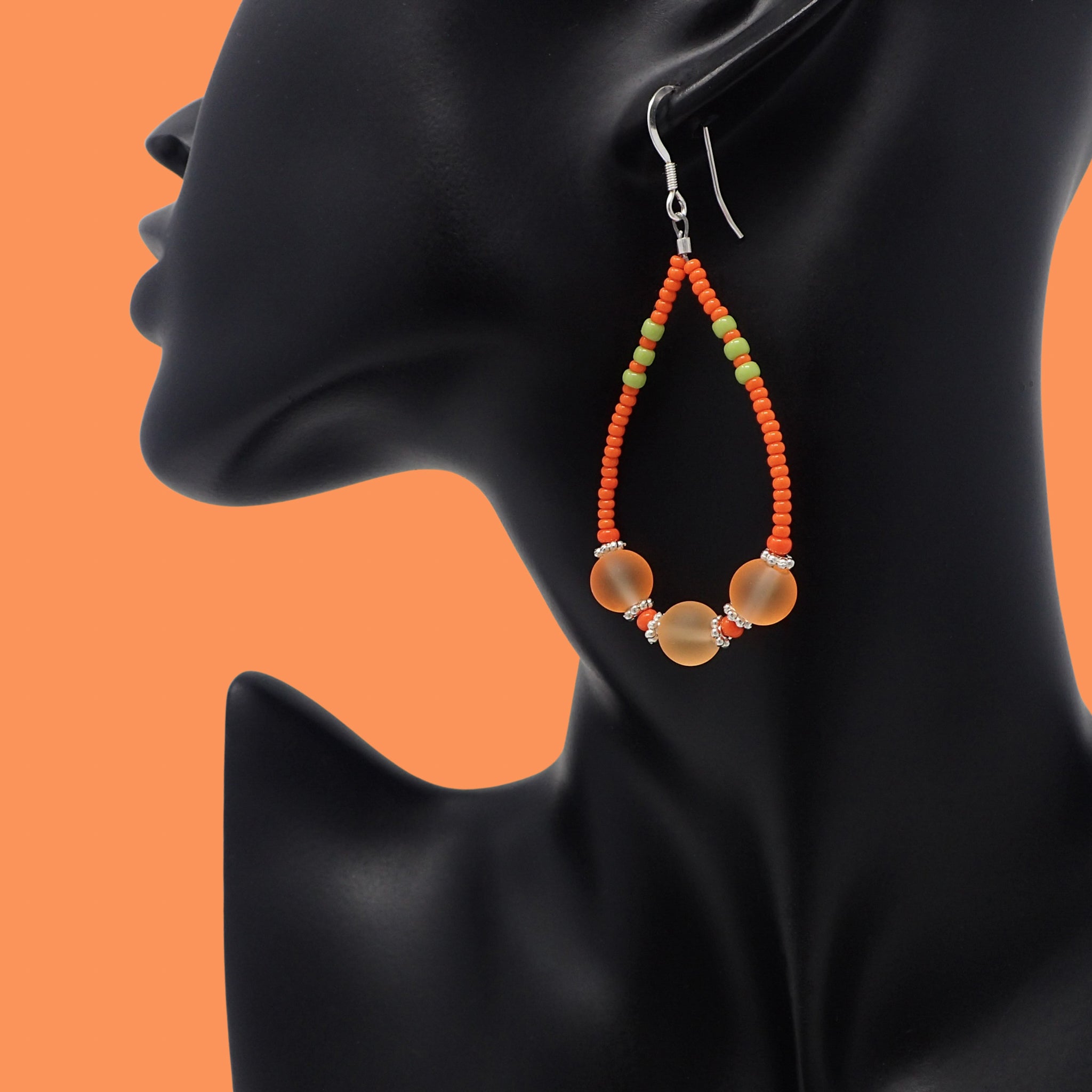 Orange on sale bead earrings